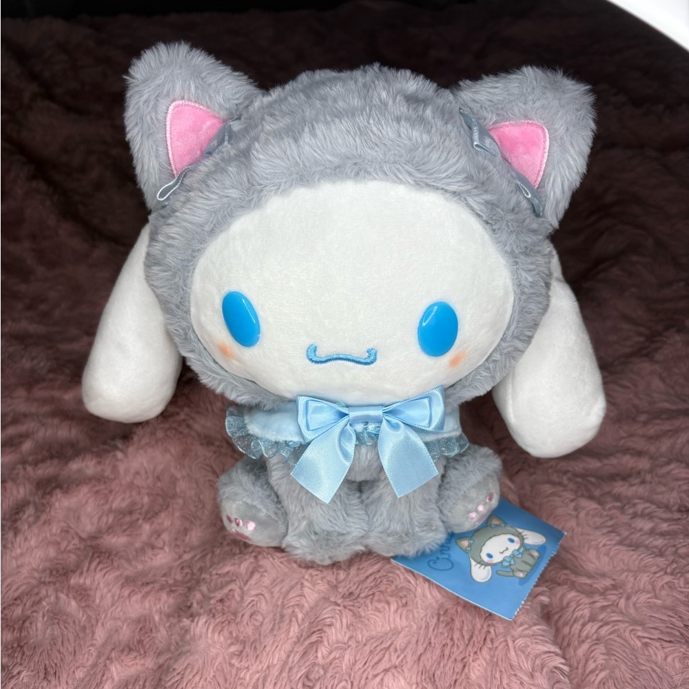 Cinnamonroll dressed as a cat plush
